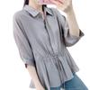 Camisa de manga corta con cintura de murciélago y temperamento informal de la marca Han Pai de verano 2025 056