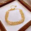 Pulsera Calada de Encaje Transfronteriza Chapada en Oro Real de 18k Pulsera Europea y Americana Calada de Lujo Ligero Pulsera Simple de Alta Gama para Mujeres