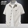 Camisa de manga corta para hombre, ropa de trabajo, casual, cuello camisero, corte holgado, verano, ligera, transpirable, talla grande, estilo nuevo, versátil