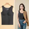 Ropa Interior Térmica para Mujer con Terciopelo Cepillado, Chaleco Nuevo de Otoño e Invierno con Almohadilla en el Pecho, Top de Capa Base Sin Costuras, Camiseta Térmica