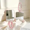 Espejo de Maquillaje Cuadrado de Doble Cara para Colgar en Casa Espejo de Tocador Espejo Plegable Portátil Multifuncional Espejo de Mano Plegable de Doble Cara Aumento