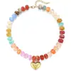 Collar Colgante Exagerado en Forma de Corazón con Cuentas Grandes de Resina Acrílica de Color Dopamina, Collar de Cuentas Transfronterizo Estilo Europeo y Americano