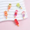 Acessórios criativos de resina com tema de comida, como espinheiro cristalizado e espetinhos de frutas, presilhas de cabelo infantis, presilhas laterais, presilhas de franja e materiais decorativos