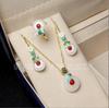 Pendientes colgantes de jade Dongling con incrustaciones de jade dorado natural de Xinjiang, joyería de esmalte antiguo, regalo al por mayor