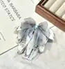 Presilha de Cabelo de Fita com Laço de Alta Qualidade para Mulheres, Presilha Floral para Rabo de Cavalo, Grampo Suave e Elegante para Penteado Semi-Preso, Presilha de Tubarão