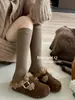 2026 Meia-pantufa de Algodão Sola Grossa Novo Estilo Bico Fechado Pelúcia Birkenstock Slip-on Pantufas Peludas Calçados Externos Femininos 715-