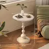 Mesa redonda pequeña, mesita auxiliar de lujo ligero para sofá, mesa de té pequeña para el hogar en la sala de estar, mesa auxiliar, mesa de rincón retro, almacenamiento de noche de hierro forjado, balcón