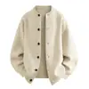 Otoño Invierno 2026 Nuevo Suéter Cardigan de Punto Simple Holgado Cuello Redondo para Hombre Estilo Coreano Juvenil Casual Cardigan Prendas de Abrigo