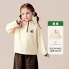 Tong Bei Roupas Infantis 2026 Outono Novidades Hoodie Infantil com Gola Alta Bordado Retro com Apliques Bloqueio de Cores Top Divertido Versátil
