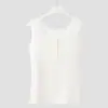 Nuevo Top de Tirantes de Verano Delgado con Bloques de Color, Encaje y Patchwork para Mujer, Hombros Anchos, con Almohadillas Integradas en el Pecho, Cómodo sin Mangas y Versátil