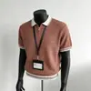 Nuevo Estilo Old Money Tejido para Hombre Manga Corta de Alta Gama con Solapa y Cremallera Camiseta Casual de Negocios