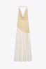 Estilo Europeo y Americano Transfronterizo Ropa de Mujer de Comercio Exterior Aliexpress Zr Nuevo Vestido Elegante Halter con Empalme Cuadrado