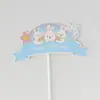Conejo Azul Decoración de Mesa de Postres Inserto para Pastel Luna Llena del Bebé Cumpleaños 100 Pegatina para Empujar Pudín