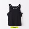 Nuevo Estilo Escote de Hilo Color Negro y Blanco Bloque de Color Camiseta sin Mangas Simple de Lyocell para Mujer con Copas, Adecuada para Usar como Prenda Exterior