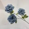 Rosa Simulada de 3 Cabezas Rosa Diamantada Regalo de San Valentín Decoración de Pared de Flores para Bodas en Casa Flor Simulada