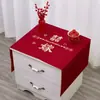 Funda de tela para mesita de noche de dormitorio de boda decoración de boda colección de artículos para bodas arreglo de boda rojo