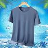 Gran Venta Liquidación Malla Transpirable Seda de Hielo Camiseta Hombre Manga Corta Tendencia Verano Cuello Redondo Secado Rápido Tacto Hielo Camiseta Top