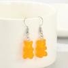 Pendientes de oso de dibujos animados de color caramelo creativo coreano, pendientes transparentes de resina con lindos colores de oso para mujer