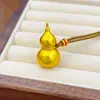 Joyería Chapada en Oro Estilo Antiguo Colgante de Calabaza Collar para Mujeres, Lujo Ligero Gama Alta Cuerda Trenzada Trenzada Sólida Fortuna y Prosperidad Accesorio Colgante