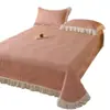Novo Colcha Acolchoada de Gaze Franzida de Linho Conjunto de Três Peças Renda de Algodão Puro Lençol de Cama Espesso para Todas as Estações Capa de Cama Venda por Atacado