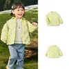 Ropa para niños Balabala, chaqueta de plumón para niños y niñas, abrigo de pana de invierno estilo camisa con bolsillo frontal, prenda superior ligera y suave