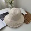 Cara Redonda Sombrero Adecuado para Mujer Vacaciones Plegable Visera Grande Sombrilla Sombrero de Pescador Cabeza Grande Flecos Popular Estilo Coreano Sombrero de Cubo Moderno