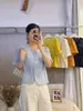 Camisa de Tencel con Mangas Abullonadas para Mujer, Estilo Corto, Nuevo Top Ajustado Verano 2025 para Mujeres Menudas, Medición Real para Tallas Menudas