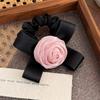 Estilo Coreano Fio Perolado Flor Rosa Laço Elástico para Cabelo Headwear Elástico Alto Corda de Cabelo Flor Pequeno Anel Intestinal Corda de Cabelo