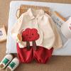 Otoño 2025 Comercio Exterior Nuevo Camisa de Dibujos Animados para Niños Traje de Manga Larga Conjunto de Dos Piezas de Pantalones Casuales para Bebé Venta al por Mayor