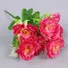 Simulación de 7 Mangos Pequeños de Flor de Peonía Decoración del Hogar Flor de Seda Proyecto Exterior Paisajismo Ramo de Flores Flor de Qingming