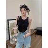 Design Sense Flor Tridimensional Camisole Curto Feminino Verão Novo Doce Spice Girl Cintura Alta Slim Sem Mangas Top Trendy