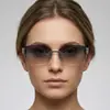 Nuevas gafas de sol cuadradas sin montura y curvadas Y2K, populares en la fotografía callejera europea y americana, gafas de sol de alta gama para mujer