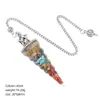 Pingente Pêndulo de Cristal Natural Transfronteiriço, Cabeça de Coroa Vintage Forma de Cone Espiral Yoga Meditação Frequência Ajustável Pêndulo de Resina