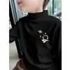 Y2280# camisa interior de cuello semi-alto para niños invierno de terciopelo cálido calefacción interna niños grandes cuello medio manga larga moda