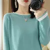 Top de algodón de manga raglán larga con diseño de punto calado y bloques de color, de diseño nicho transfronterizo, para mujer en primavera y otoño
