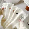 Meias Grossas Macias de Inverno Veludo de Visão Femininas Meio da Panturrilha Acolchoadas com Lã Pelo Quente Coração para Casa Meias de Dormir
