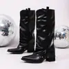 Botas de Cavaleiro Femininas Bico Fino 2026 Outono/Inverno Novas Botas Longas Acima do Joelho Botas Calça Retro Hot Girl Salto Grosso Botas Altas