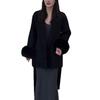 Comercio Exterior Transfronterizo Nueva Atmósfera Peluda Abrigo Capa con Cordones para Mujer Otoño e Invierno Chaqueta de Punto de Gama Alta