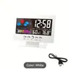 8082t despertador eletrônico de tempo com tela LED colorida, previsão do tempo, temperatura e umidade, calendário perpétuo, luz de fundo