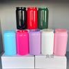 Vaso de vidrio de sublimación nuevo serie de colores navideños vaso de agua con pajita y tapa de plástico