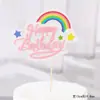 Arco Iris Decorativo Colorido Tarjeta Inserto para Pastel Pastel de Cumpleaños Estrellas Dorada Rosa Azul Enchufe Decoración de Postre para Hornear Inserto