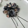 Nuevo Clip para Coleta de Pelo con Estampado Floral Tinta China para Mujer, Nuevo Clip de Cinta de Gama Alta para Cola de Caballo, Pinza de Tiburón para la Parte Posterior de la Cabeza