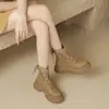 Chuyuji Botas de Cano Curto Versáteis para o Dia a Dia e Trabalho, com Plataforma Impermeável e Sola Grossa, Moda Outono 2026 para Mulheres