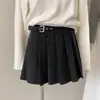 Falda plisada de cintura alta estilo universitario para mujer, talla grande, falda corta a cuadros con bloques de color para primavera, línea A, adelgazante y que cubre las caderas
