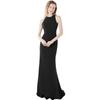 Vestido de Novia Ligero Ajustado Estilo Halter Sin Mangas de Satén Negro Vestido para Anfitrión de Reunión Anual Vestido para Fiesta de Cumpleaños