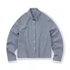 Camisa azul a cuadros de manga larga, corta, ancha y ajustada, 100% algodón para mujer, colección primavera/otoño 2026, al estilo Miu