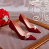Zapatos de boda rojos cómodos para mujer Vestido de novia Xiuhua dos usos 2026 nuevos tacones altos zapatos de novia Zapatos de novia franceses