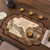 Tendencia Nacional Flor y Pájaro Pintura Antigua Esterilla para Té Nuevo Estilo Chino Lodo Diatomeas Absorbente de Agua Posavasos para Té Impermeable Mesa de Té Mesa para Preparación en Seco Camino de Mesa