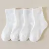 Meias Infantis de Cano Médio Primavera e Outono Meias de Algodão Cor Sólida Meninos Meninas Listradas Outono Estilo Coreano Estudante Estilo Fino Crianças Médias e Grandes Meias da Moda