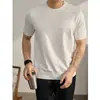 Nueva camisa de punto de manga corta de verano para hombre, color liso, seda de hielo, corte ajustado, cuello redondo, adecuada para trajes de negocios, venta al por mayor transfronteriza